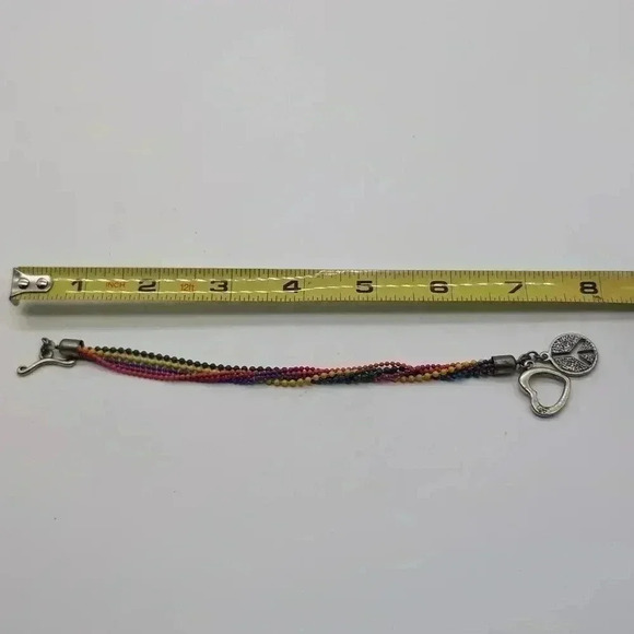 Rainbow Beaded Heart and Peace Sign Bracelet - Picture 5 of 5